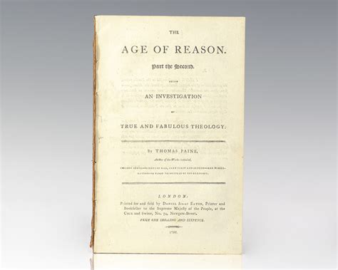 The age of reason Part the second Being an investigation of true and of fabulous theology By Thomas Paine Second edition PDF