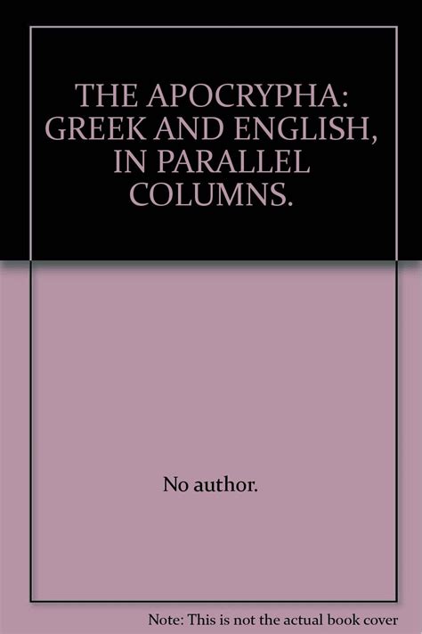 The apocrypha Greek and English in parallel columns Kindle Editon