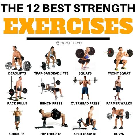 The best exercises for increasing strength are: