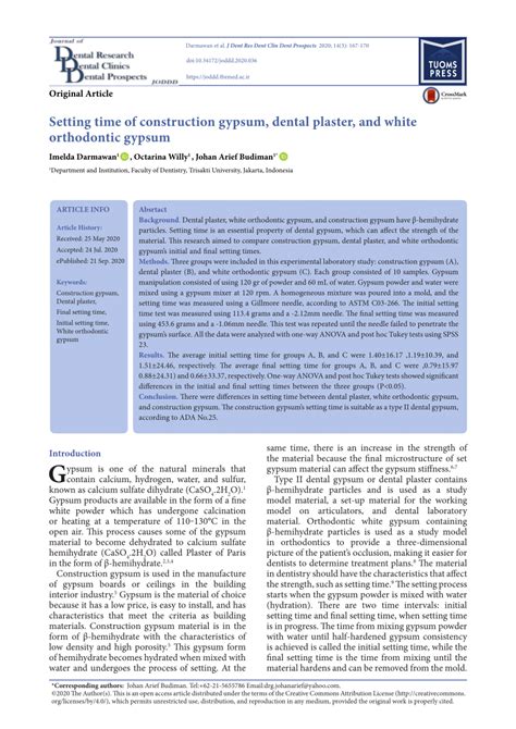 The setting of gypsum plaster - SpringerLink PDF Book PDF