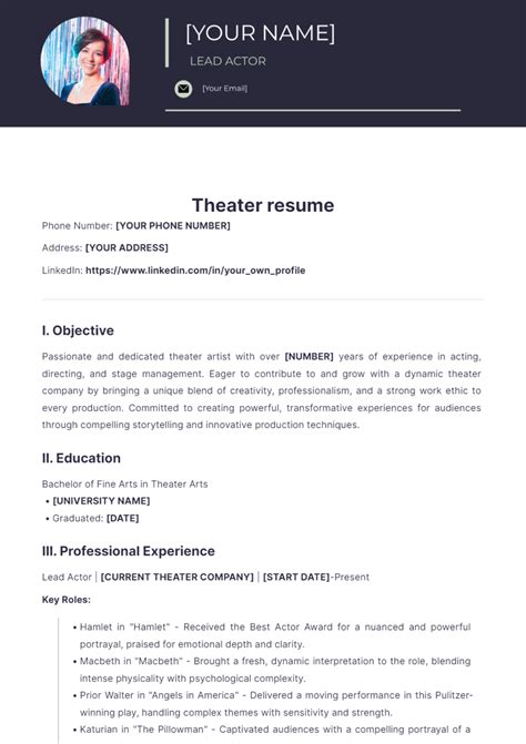 Theater Resume Template Word