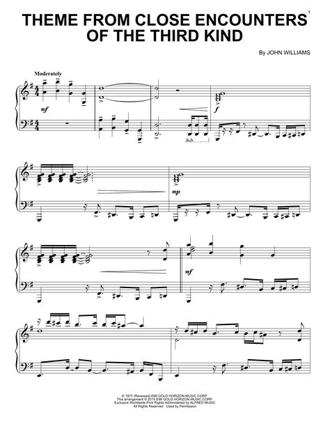 Theme From Close Encounters of the Third Kind Step Up Easy Piano Solo PDF