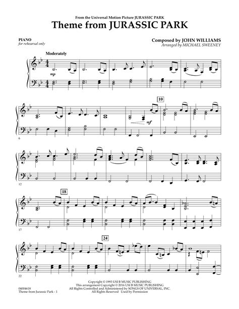 Theme From Lost World Jurassic Park Piano PDF