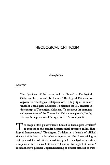 Theological Criticism: