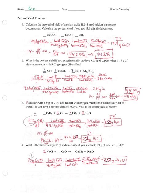 Theoretical Yield Answer Key Epub