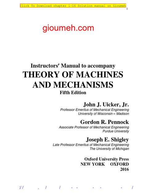 Theory Machines And Mechanisms Solution Manual Reader