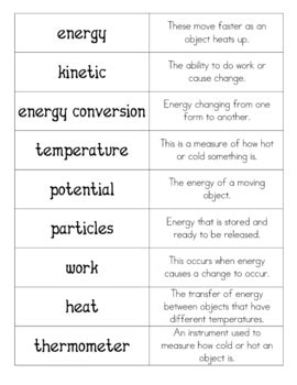 Thermal Energy Vocabulary Review Answers Reader