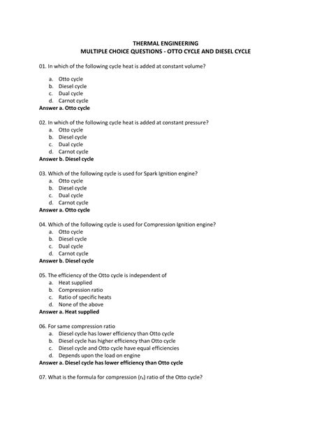 Thermal Engineering Objective Type Questions And Answers PDF