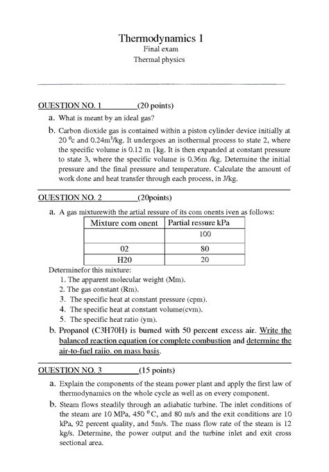 Thermodynamics Final Exam Solution PDF