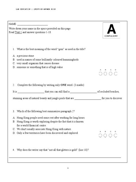 Thesis Writing Mock Exam Question And Answer Reader