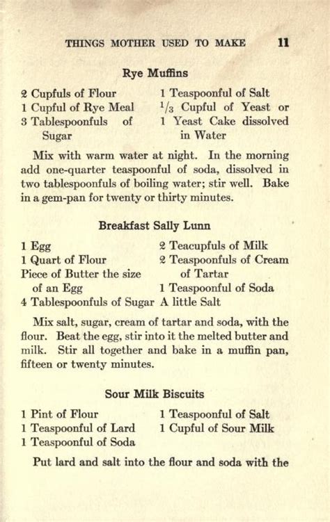 Things Mother Used to Make A Collection of Old Time Recipes Some Nearly One Hundred Years Old and Never Published Before Reader