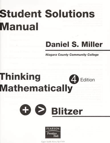 Thinking Mathematically 4th Edition Answers Kindle Editon