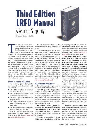 Third Edition LRFD Manual - Modern Steel PDF Epub