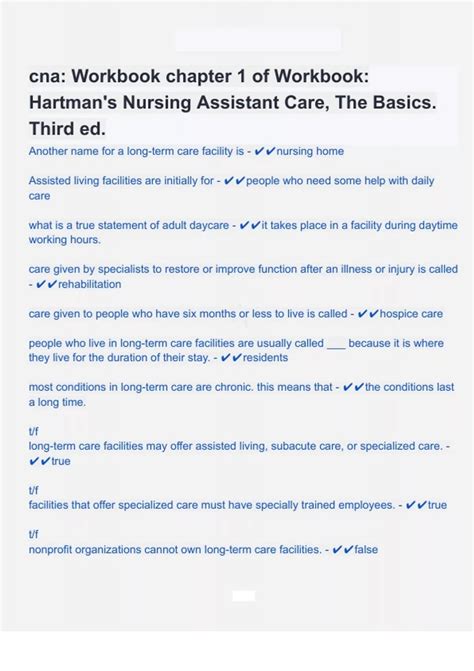 Third Edition Nursing Assistant Workbook Answers PDF