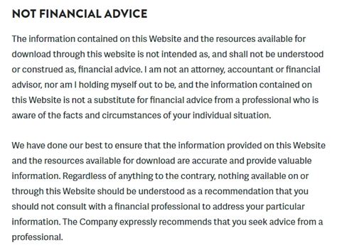 This Does Not Constitute Financial Advice Disclaimer Template