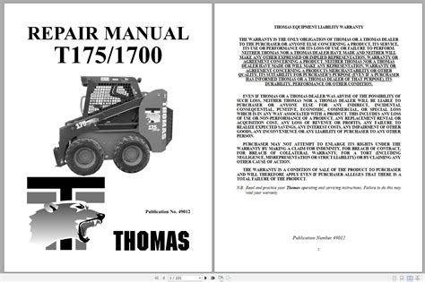 Thomas 1200g Skid Steer Manual Ebook Doc