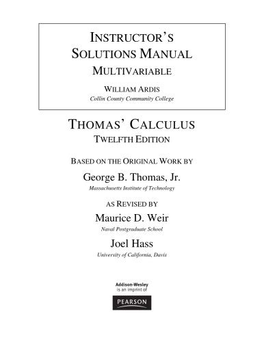 Thomas Calculus 12th Edition Instructors Solution Manual Epub