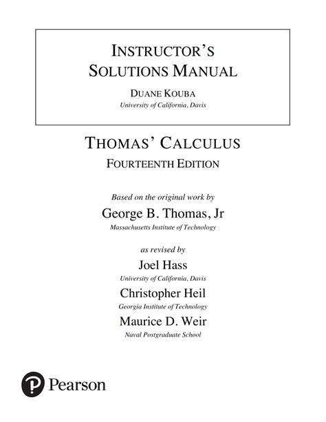 Thomas Calculus Solutions Pdf Doc