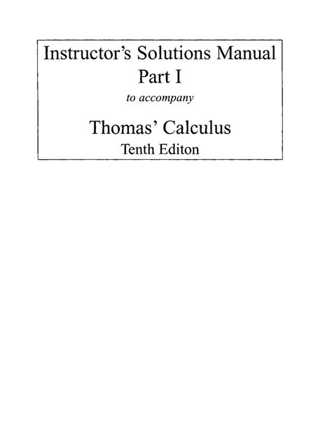 Thomas Finney Calculus 10th Edition Solutions Reader