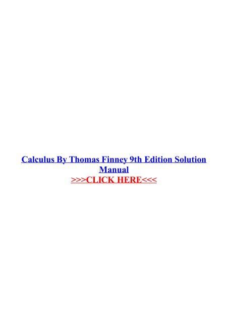 Thomas Finney Calculus 9th Edition Solution Manual Pdf PDF