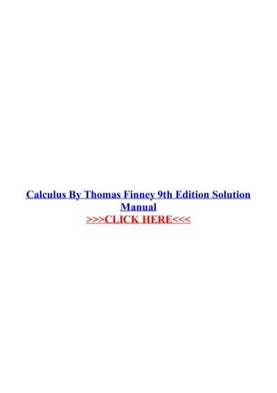 Thomas Finney Solutions PDF