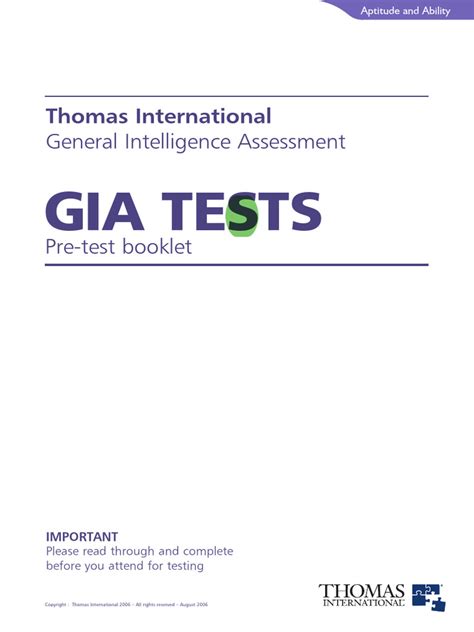Thomas International General Intelligence Assessment Ebook Epub