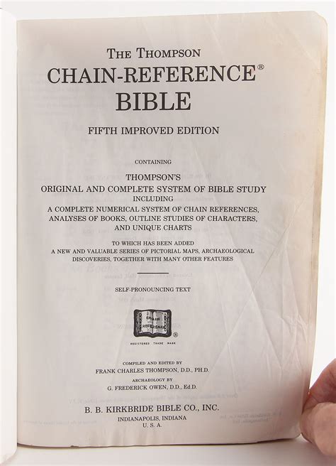 Thompson Chain Reference Bible Fifth Improved Edition Ebook Epub