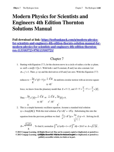 Thornton Modern Physics Solutions 4th Reader