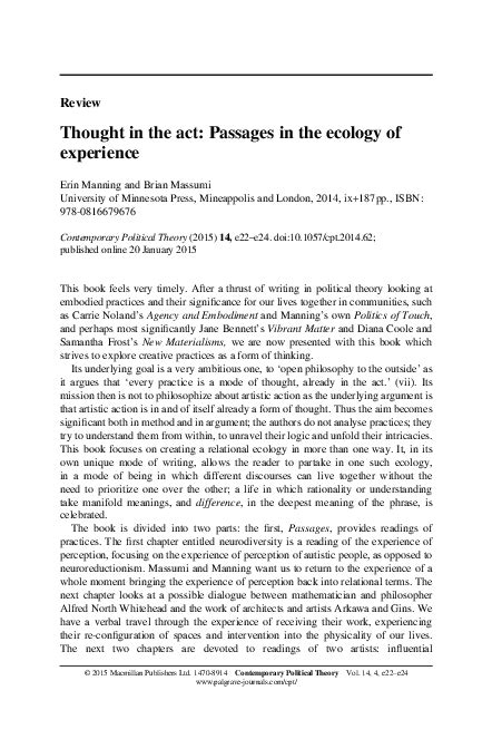 Thought in the Act Passages in the Ecology of Experience Doc