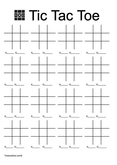 Tic Tac Toe Printable Sheets