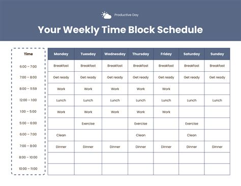 Time Block Schedule Template