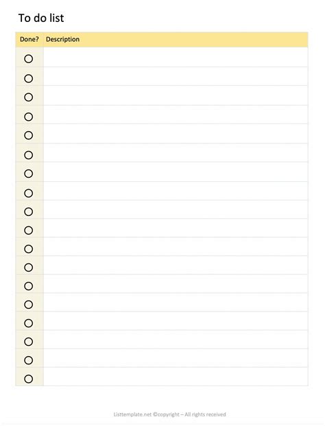 To Do List Free Template
