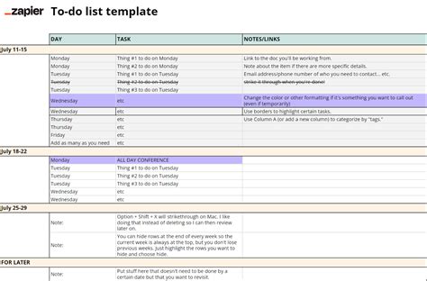 To Do List Google Sheet Template