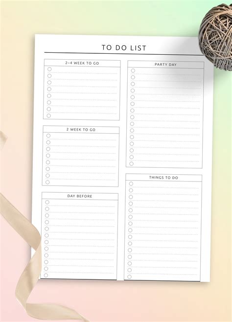 To Do List Sheet Template
