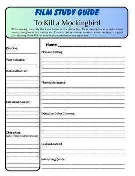 To Kill A Mockingbird Film Study Answers Reader