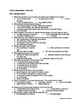 To Kill A Mockingbird Final Exam Answer Key Doc