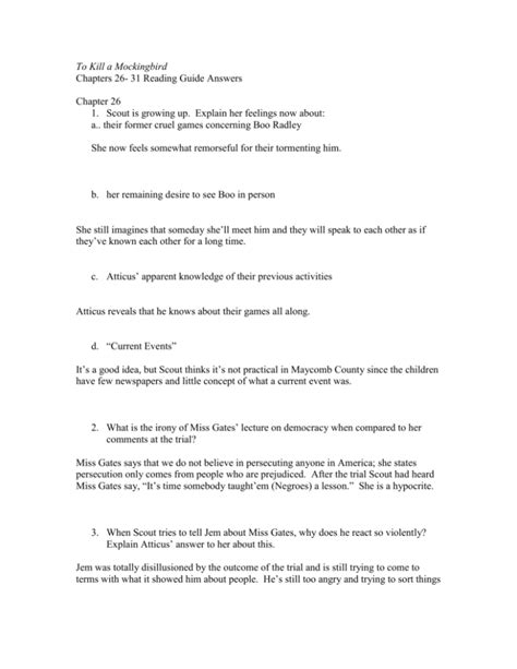 To Kill A Mockingbird Reading Guide Answers Reader