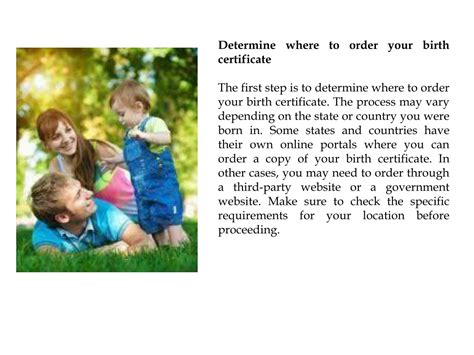 To order a birth certificate online, you will need the following information: