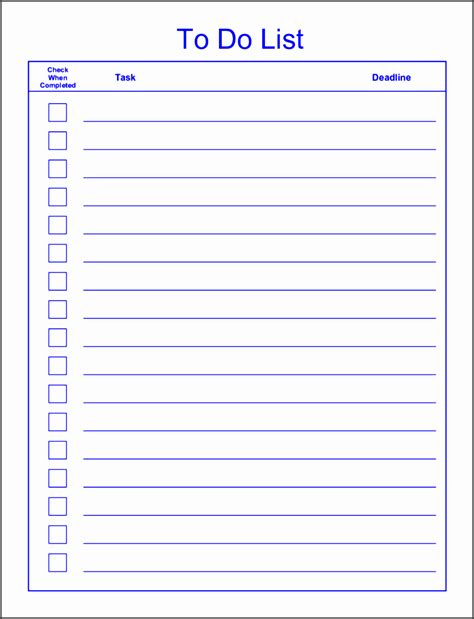 To-do List Template Word