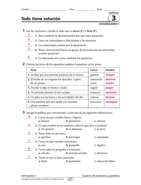 Todo Tiene Solucion Answers Vocabulario Gramatica Epub