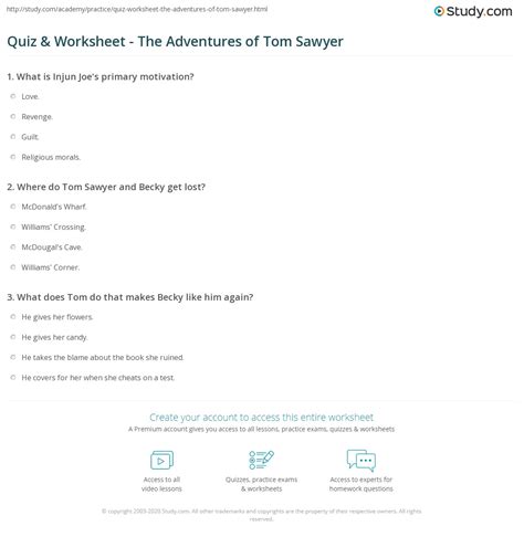 Tom Sawyer Study Answers PDF