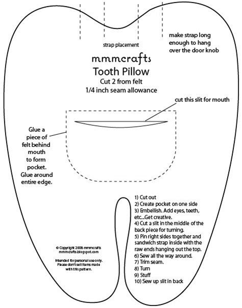 Tooth Fairy Pillow Template