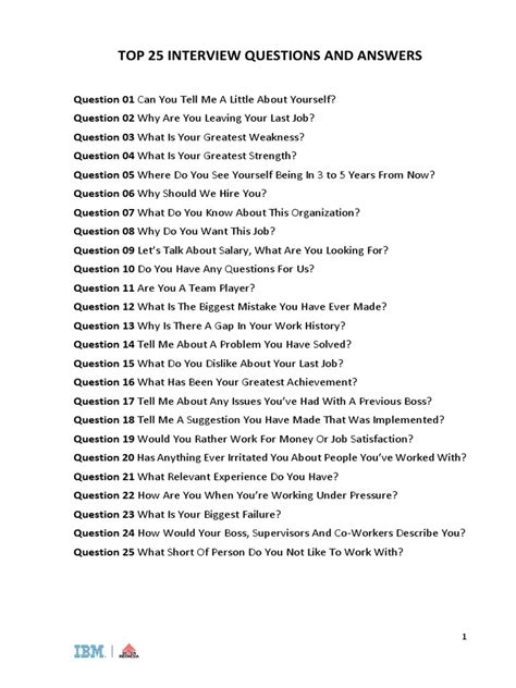 Top 25 Interview Questions And Answers Doc