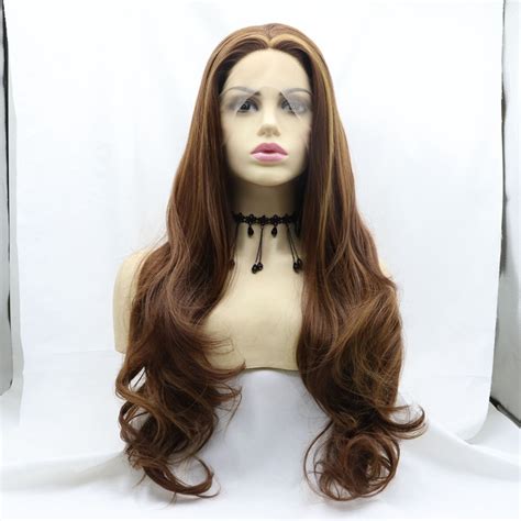 Top Brown Synthetic Long Human Hair Wigs & Half Wigs