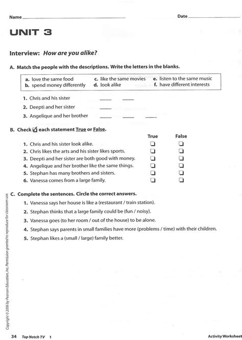 Top Notch 3 Work Unit 1 Answers Reader