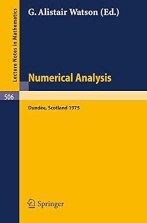 Topics In Numerical Analysis- Proceedings Lecture Notes In Mathematics PDF