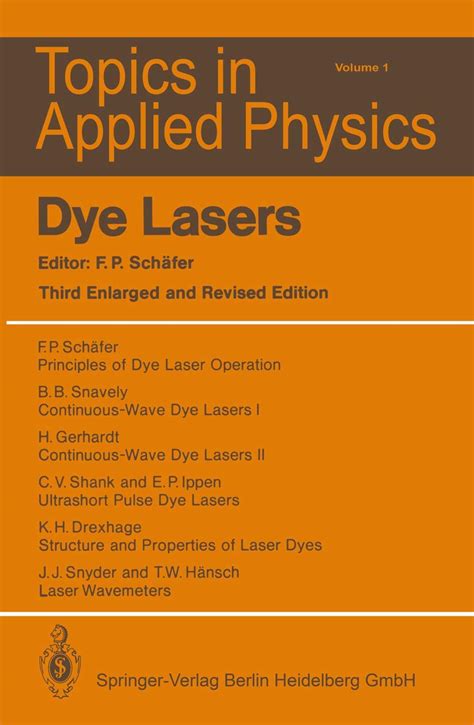 Topics in Appiled Physics Dye Lasers 25 Years PDF