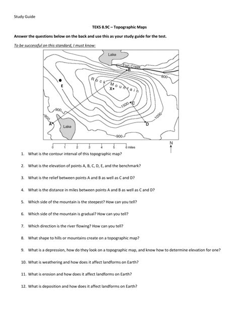 Topographic Map Worksheets With Answer Key Doc