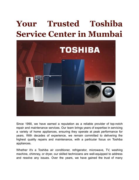 Toshiba Service Centre Singapore: Your Trusted Partner for Reliable Repairs and Maintenance