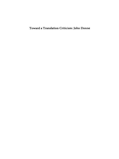 Toward a Translation Criticism: John Donne pdf Epub